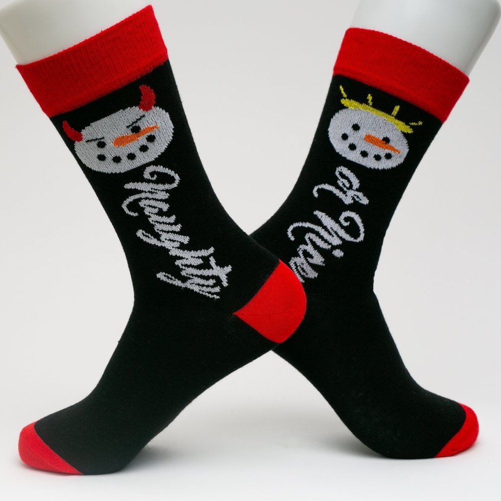 Naughty or Nice Themed Mid Calf Length Socks